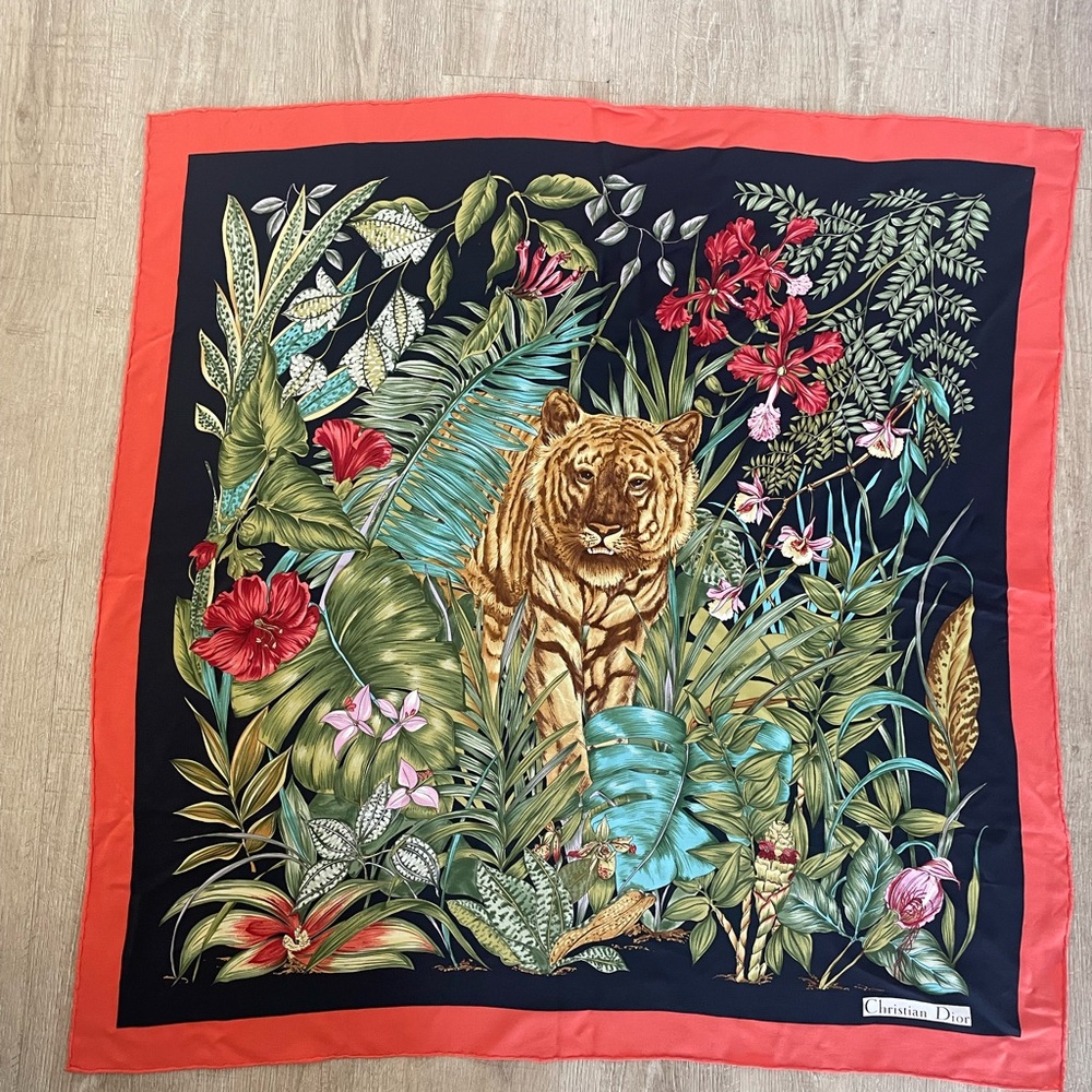 Unique Colorful Vintage Silk Christian Dior Scarf. Square. One size